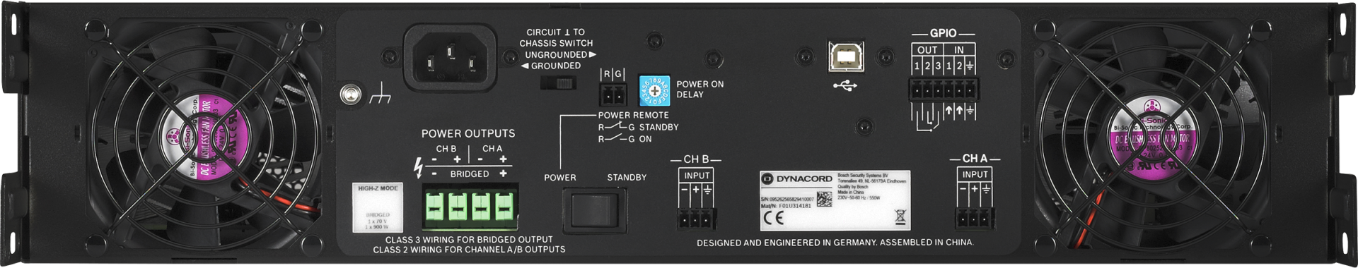 C2800FDi DSP 2 x 1400 w power amplifier for fixed install applications by Dynacord